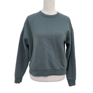 Girlfriend Collective 50/50 Sweatshirt Crew-Neck Blue Green Lagoon size XS